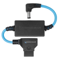 Kondor Blue 24V D-Tap to 5.5×2.5mm DC right-angle cable for Canon C80 and C70, nylon-braided