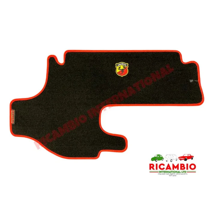 Abarth Black & Red Carpet Luggage Compartment/Boot Mat - Classic Fiat 500 - Carpet