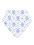 Light blue and white checkered bandana with a diamond pattern, angled view against a white background.