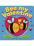 Book cover for "Bee My Valentine" featuring cute bees, hearts, and colorful text on a blue background.