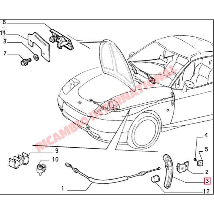 Bonnet Handle - Fiat Barchetta - Cables