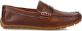 Brown leather loafer shoe on a white background