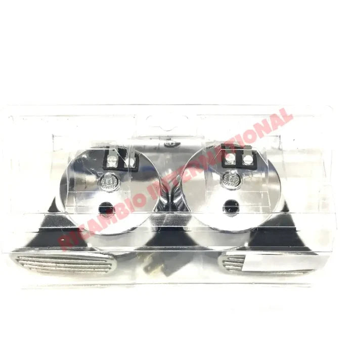 Chrome Twin Horn Kit - Classic Fiat Lancia Alfa Romeo Autobianchi - Car Care Products