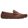 Brown leather loafer shoe on a white background
