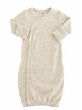 Light gray ribbed baby gown with long sleeves and buttons, perfect for newborns and infants. Soft and cozy fabric.
