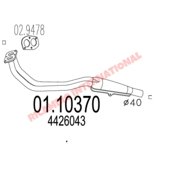 Exhaust Down Pipe & Gasket - Fiat 127 - 127 & 128
