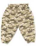 Casual camouflage pants with an elastic waistband and side pockets for comfort and style.
