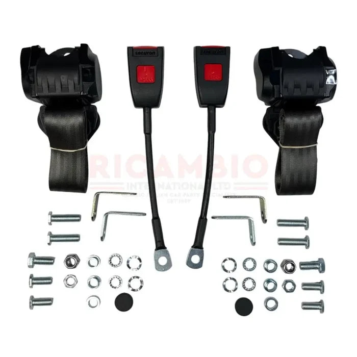 Front Seat Belt Kit Automatic - Classic Fiat 500 126 600 850 900 - Grey - Classic Fiat 500 Parts & Spares