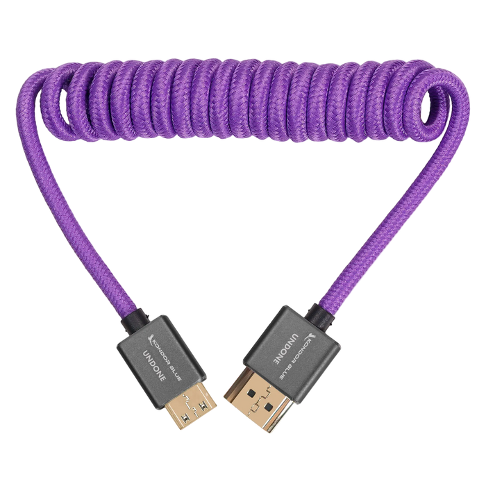 Gerald Undone MK2 Mini HDMI to Full HDMI Cable 12"-24" Coiled (Purple)