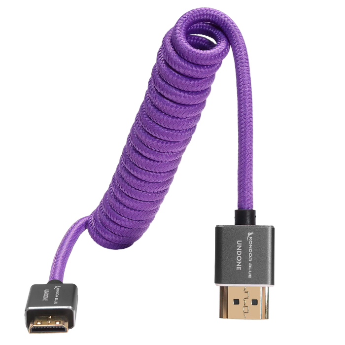 Gerald Undone MK2 Mini HDMI to Full HDMI Cable 12"-24" Coiled (Purple)