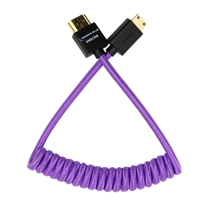Gerald Undone MK2 Mini HDMI to Full HDMI Cable 12"-24" Coiled (Purple)