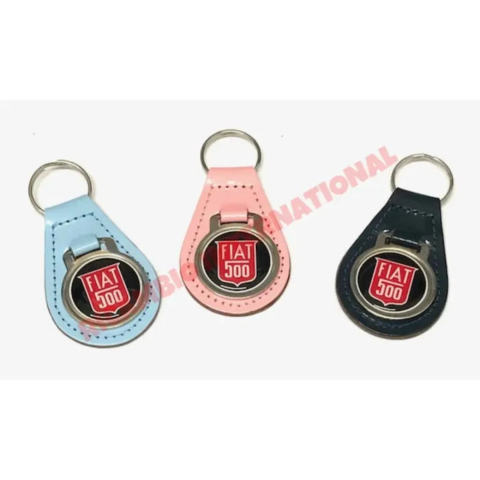 Keyring Navy Blue Leather Key Fob - Classic Fiat 500 - Classic Fiat 500 Parts & Spares