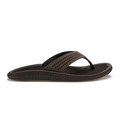 Brown sandal with a black strap on a white background