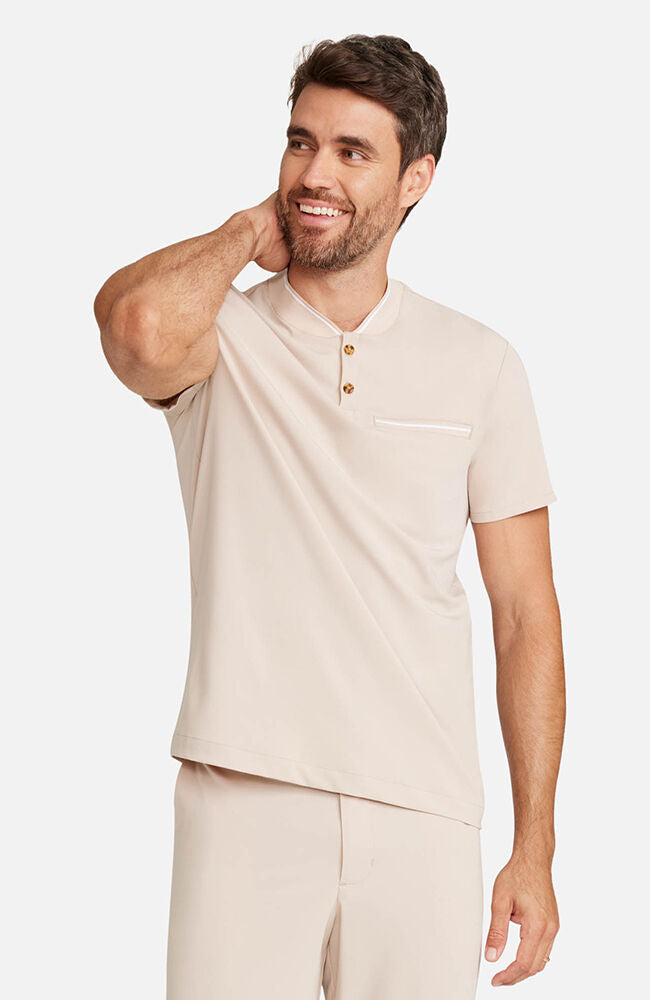 Men’s Rib Collar Henley Scrub Top