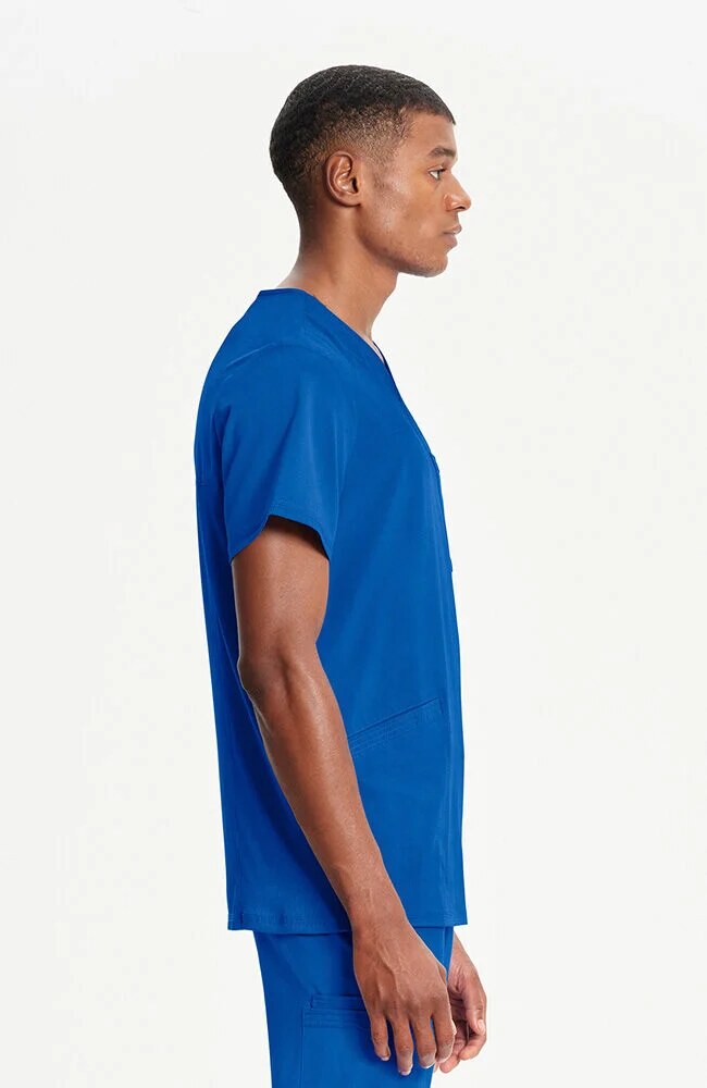 Men's Scrub Set: Stretch V-Neck Scrub Top & Zip Fly 6-Pocket Cargo Scrub Pant
