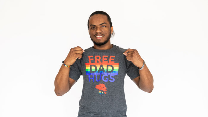 M+O Gold Soft Touch T-Shirt - Free Dad Hugs