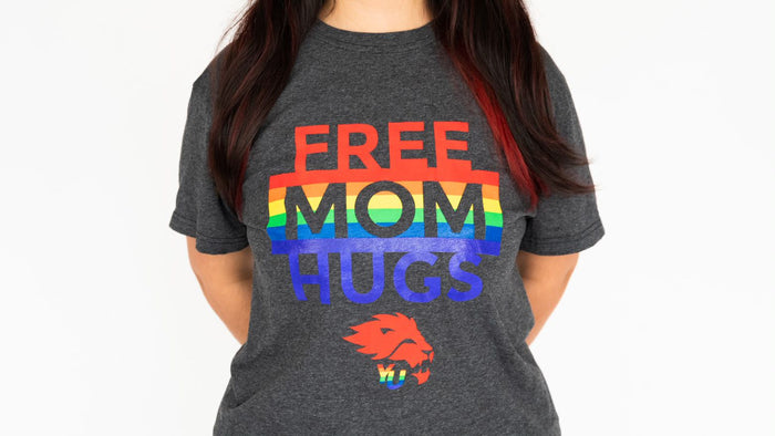 M+O Gold Soft Touch T-Shirt - Free Mom Hugs