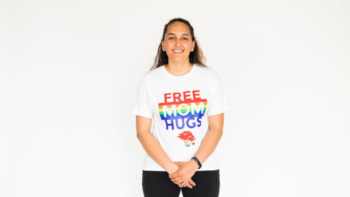 M+O Gold Soft Touch T-Shirt - Free Mom Hugs