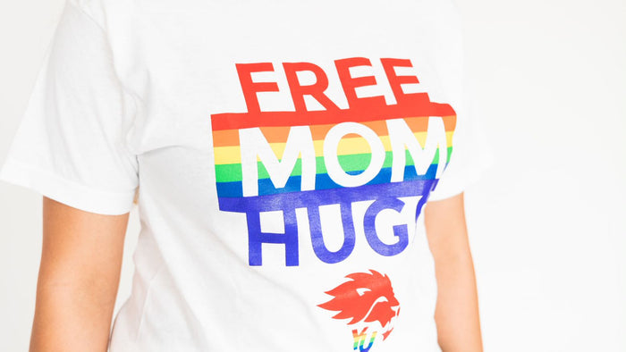 M+O Gold Soft Touch T-Shirt - Free Mom Hugs