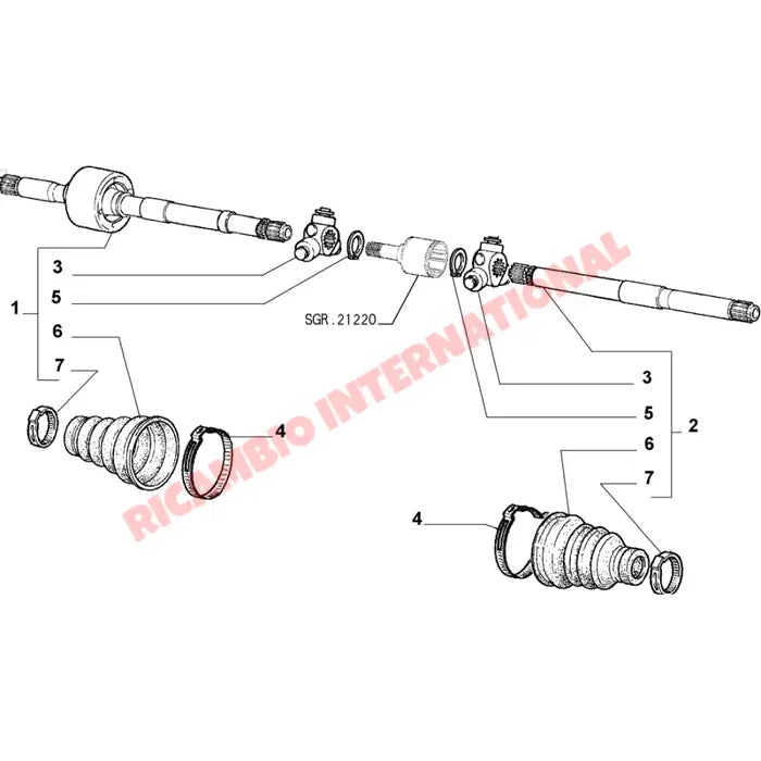 N/S Left Hand Drive Shaft & Tripod Bearing - Fiat Seicento Sporting - Steering - Shaft & Suspension