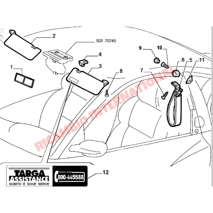 N/S Left Hand Sun Visor - Fiat Coupe - Coupe