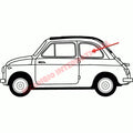 N/S Left Rear Quarter Window Glass - Classic Fiat 500 - Glass & Associated Parts