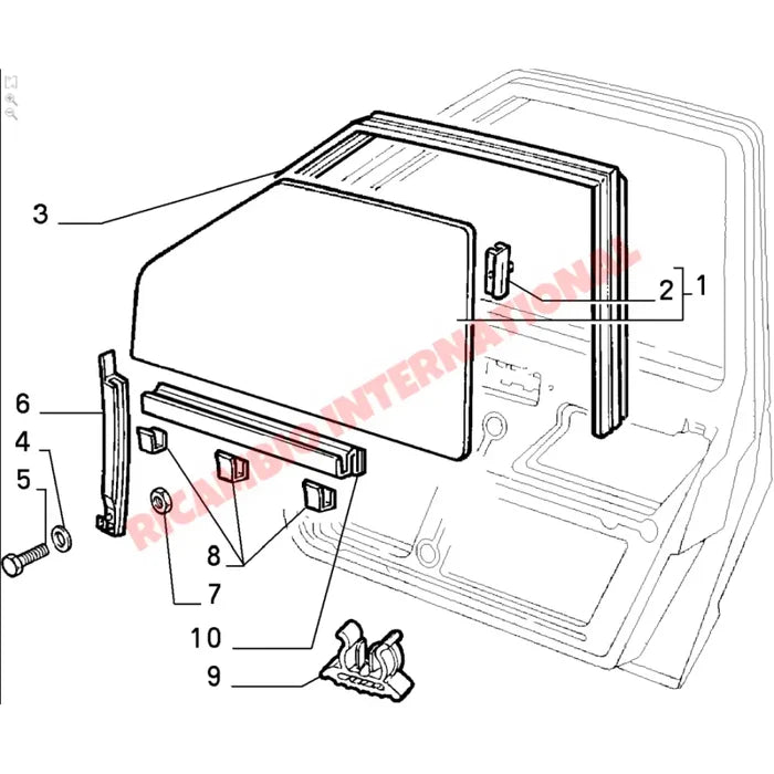 O/S Right Hand Door Glass - Fiat Uno - Accessories
