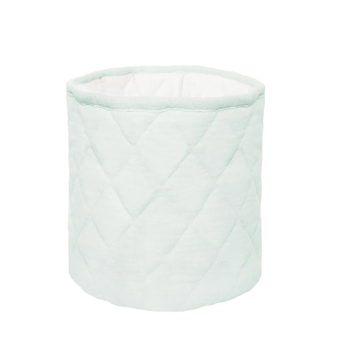 SpearmintLOVE’s baby Quilted Muslin Bin Set of 2, Powder Blue/White
