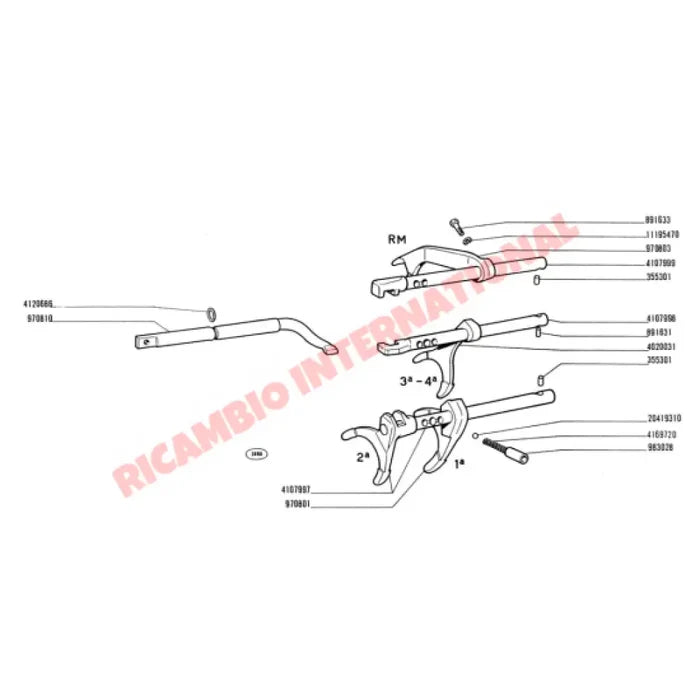 Reverse Gear Shaft - Classic Fiat 500 126 - Gearbox and Parts