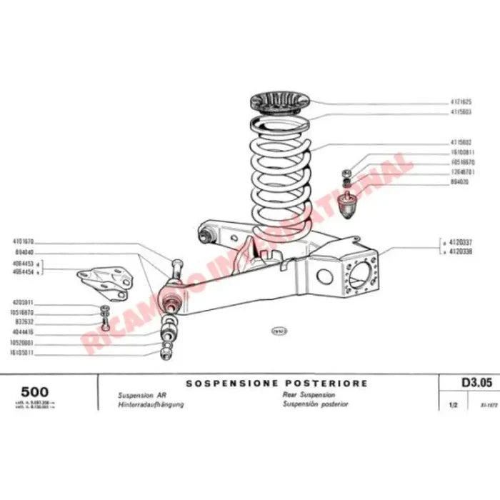 Royal Blue Rear Lowered Coil Spring Kit (185mm) - Classic Fiat 500 - Suspension