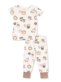 Youth pajama set featuring cute food and drink illustrations in soft pastel colors. Perfect for cozy nights.