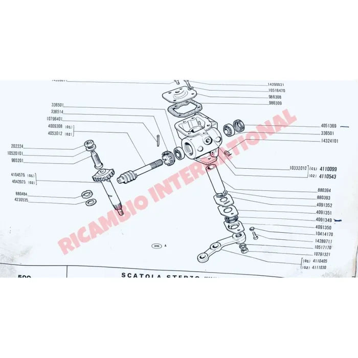 Steering Box Worm Spindle - Classic Fiat 500 126 - Steering