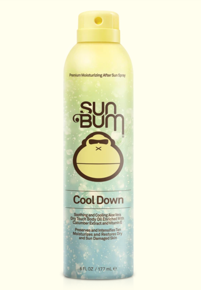 Sun Bum sunscreen spray bottle on a white background