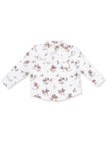 White long-sleeve shirt with a colorful cowboy and cactus pattern. Suitable for kids’ casual wear.