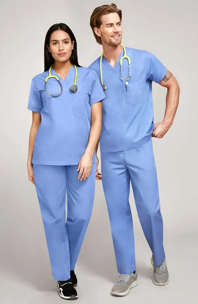 Unisex Scrub Set: V-Neck Top & Drawstring Pant