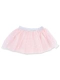 Pink tutu skirt with silver star embellishments and a soft elastic waistband. Ideal for playful outfits.