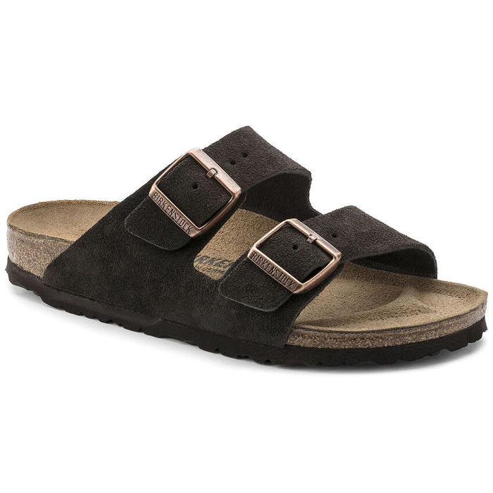 Brown sandal with cork insole on a white background
