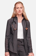 Women's Mesh Panel Zip Front Scrub Jacket
