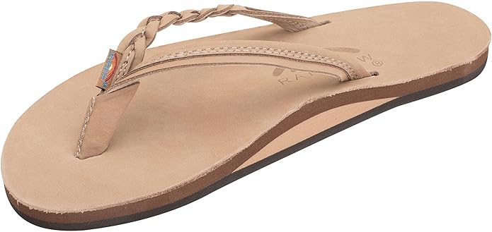 Beige sandal with a brown sole on a white background