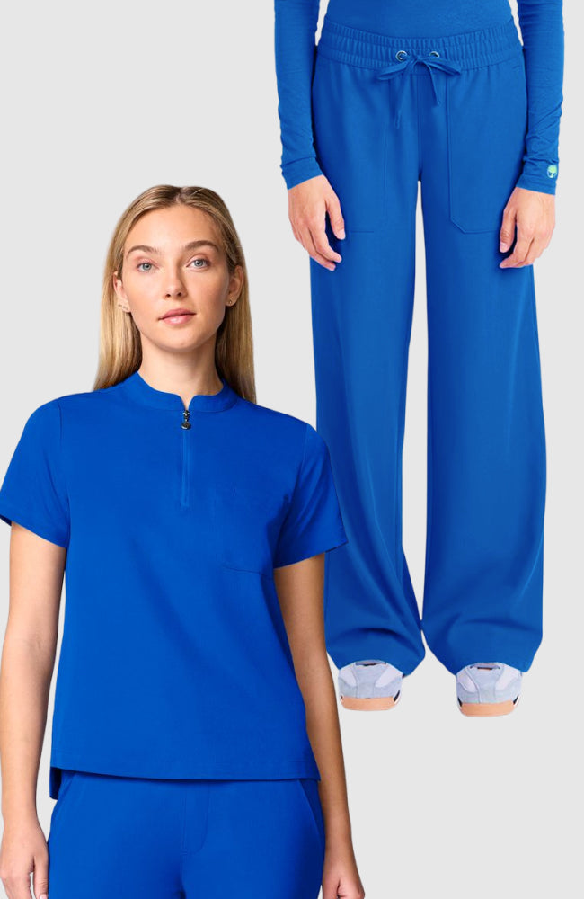 Women's Scrub Set: Haven Mandarin Collar Top & Hannah Wide Leg Pant