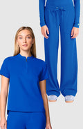 Women's Scrub Set: Haven Mandarin Collar Top & Hannah Wide Leg Pant