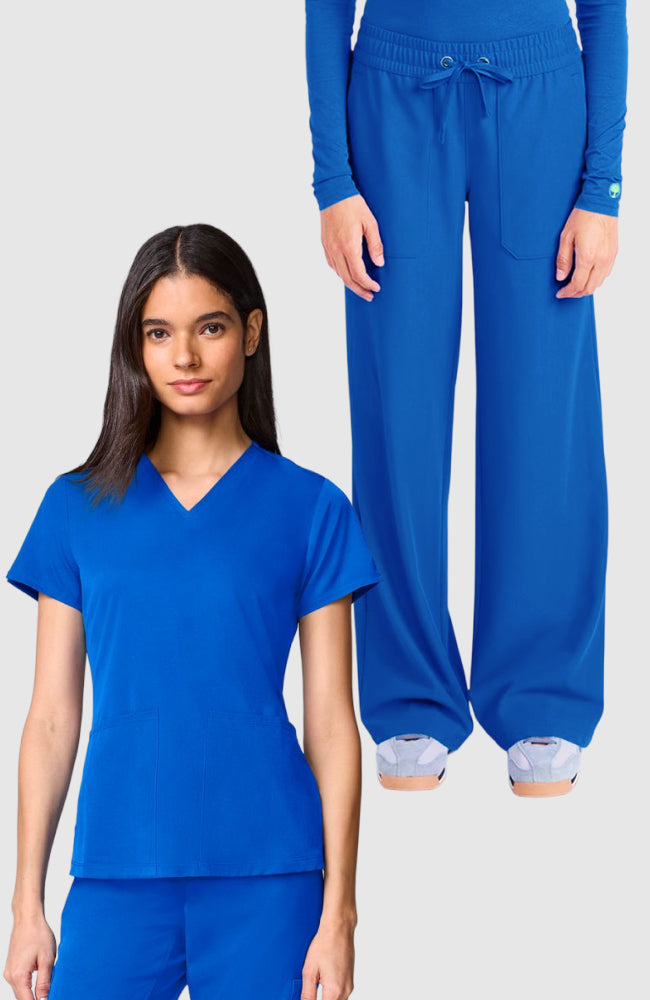 Women's Scrub Set: Hayley V-Neck Top & Hannah Wide Leg Pant