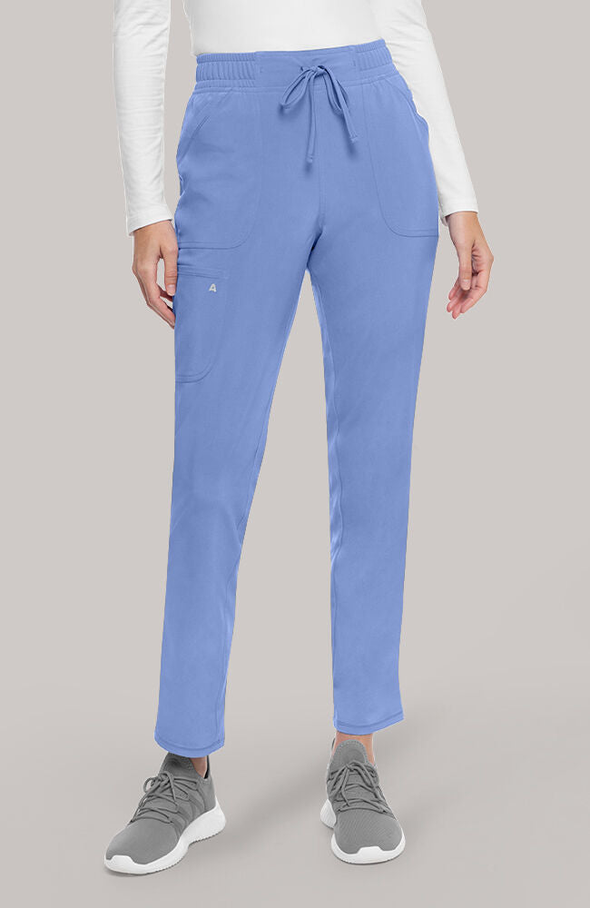 Women's Scrub Set: Layered V-Neck Top & Drawstring Straight Leg Pant