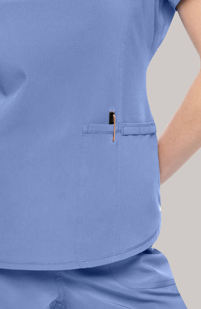 Women's Scrub Set: Layered V-Neck Top & Drawstring Straight Leg Pant