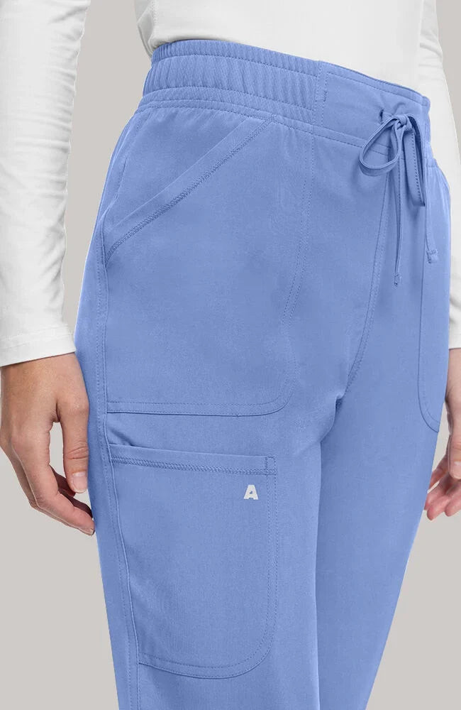 Women's Scrub Set: Layered V-Neck Top & Drawstring Straight Leg Pant