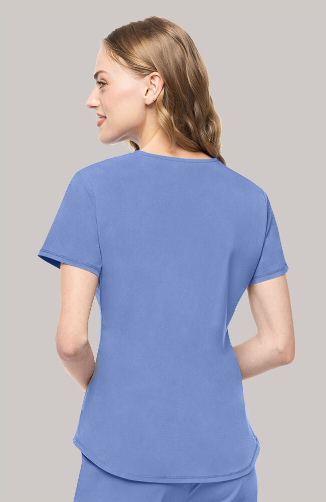Women's Scrub Set: Layered V-Neck Top & Mid Rise Pull On Jogger Pant