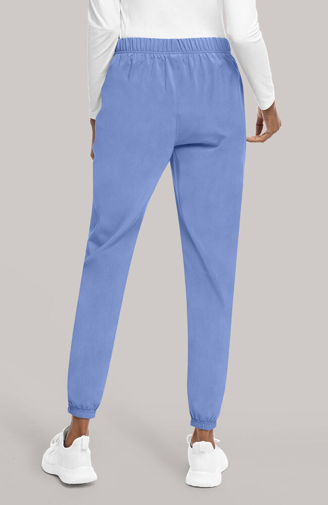 Women's Scrub Set: Layered V-Neck Top & Mid Rise Pull On Jogger Pant