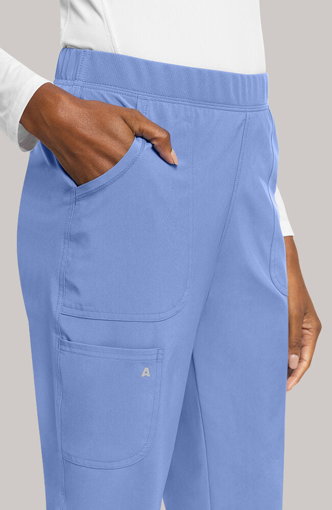 Women's Scrub Set: Layered V-Neck Top & Mid Rise Pull On Jogger Pant