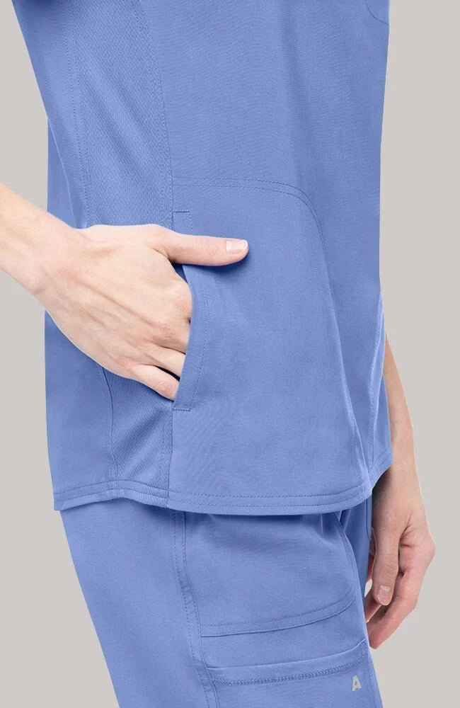 Women's Scrub Set: Notch V-Neck Tuck In Top & Mid Rise Pull On Jogger Pant