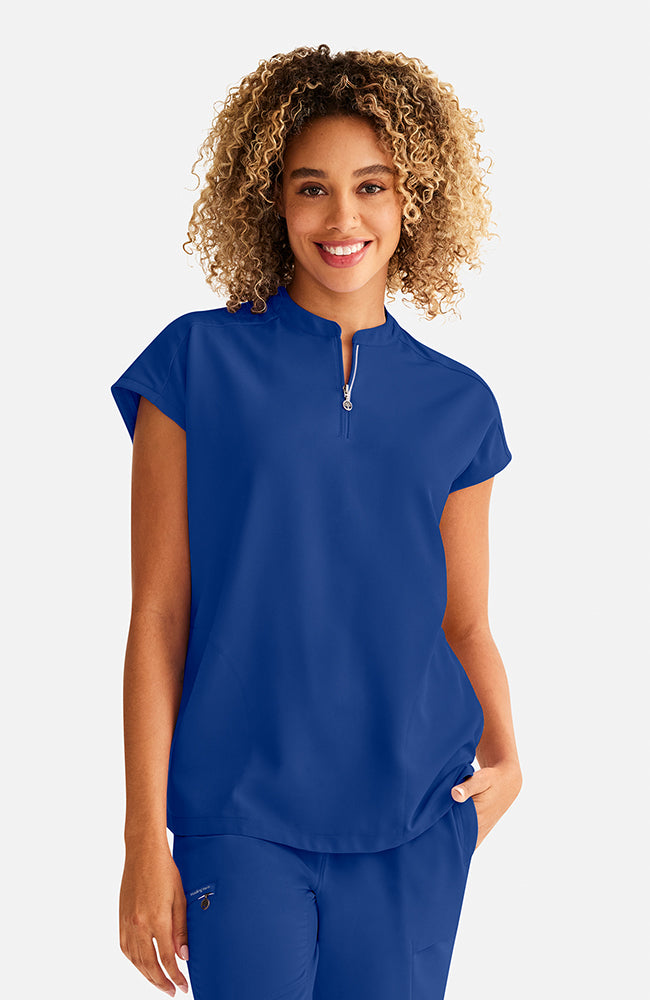 Women's Scrub Set: Sandy Zip Mandarin Collar Top & Joelle Flare Leg Pant